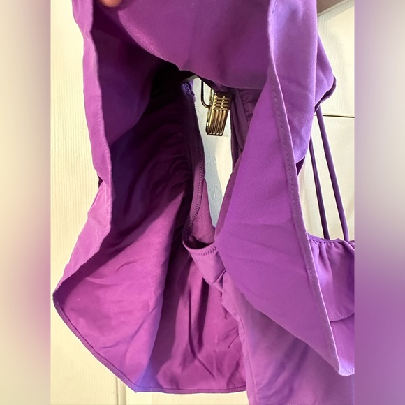 NWT ZARA SWIM Cheeky Purple Ruffle 1 PIECE SM BLOGGER FAVORITE Plunging Neckline - Picture 12 of 16